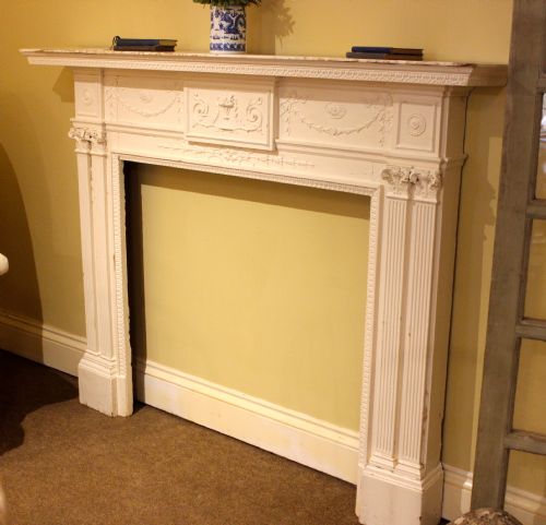 19THC WHITE PAINTED PINE FIRE SURROUNDMANTLEPIECE - ADDITIONAL PHOTO 1
