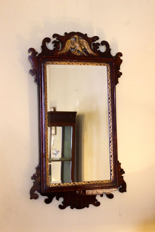 19THC WALNUT FRETWORK MIRROR - ADDITIONAL PHOTO 1