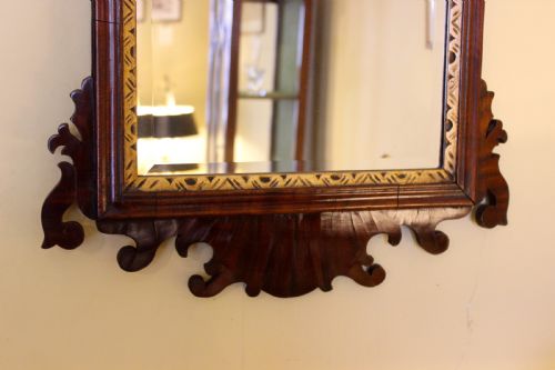 19THC WALNUT FRETWORK MIRROR - ADDITIONAL PHOTO 3