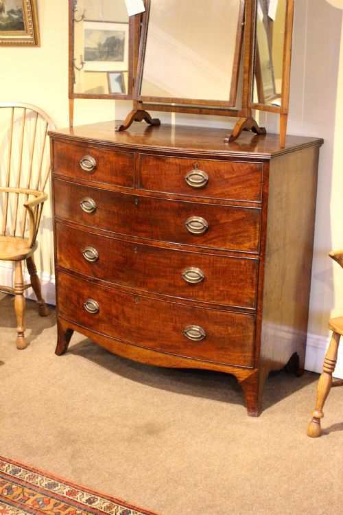 19THC MAHOGANY BOW FRONTED CHEST OF DRAWERS - ADDITIONAL PHOTO 6
