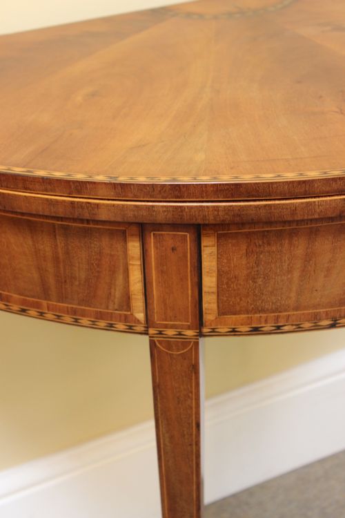19THC FRUITWOOD MAHOGANY DEMI LUNE CARD TABLE - ADDITIONAL PHOTO 4