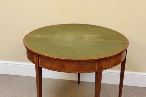19THC FRUITWOOD MAHOGANY DEMI LUNE CARD TABLE - ADDITIONAL PHOTO 5