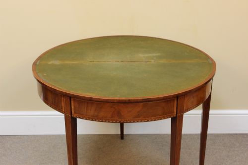 19THC FRUITWOOD MAHOGANY DEMI LUNE CARD TABLE - ADDITIONAL PHOTO 6
