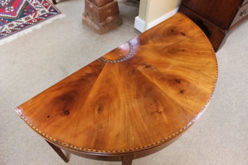 19THC FRUITWOOD MAHOGANY DEMI LUNE CARD TABLE - ADDITIONAL PHOTO 7