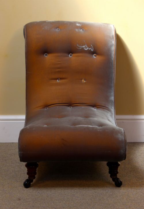19THC WALNUT SLIPPER NURSING CHAIR - ADDITIONAL PHOTO 5