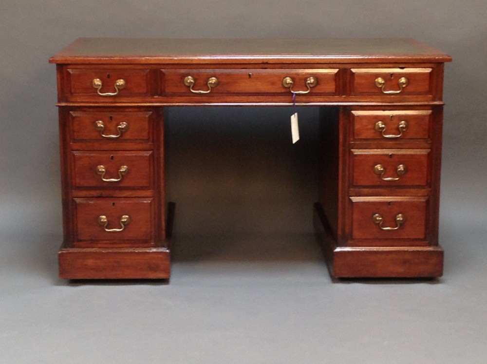 Mahogany Pedestal Desk with 9 Drawers