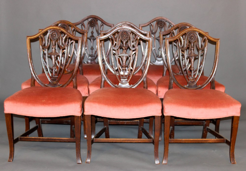 Set of 8 Shield Back Mahogany Dining Chairs
