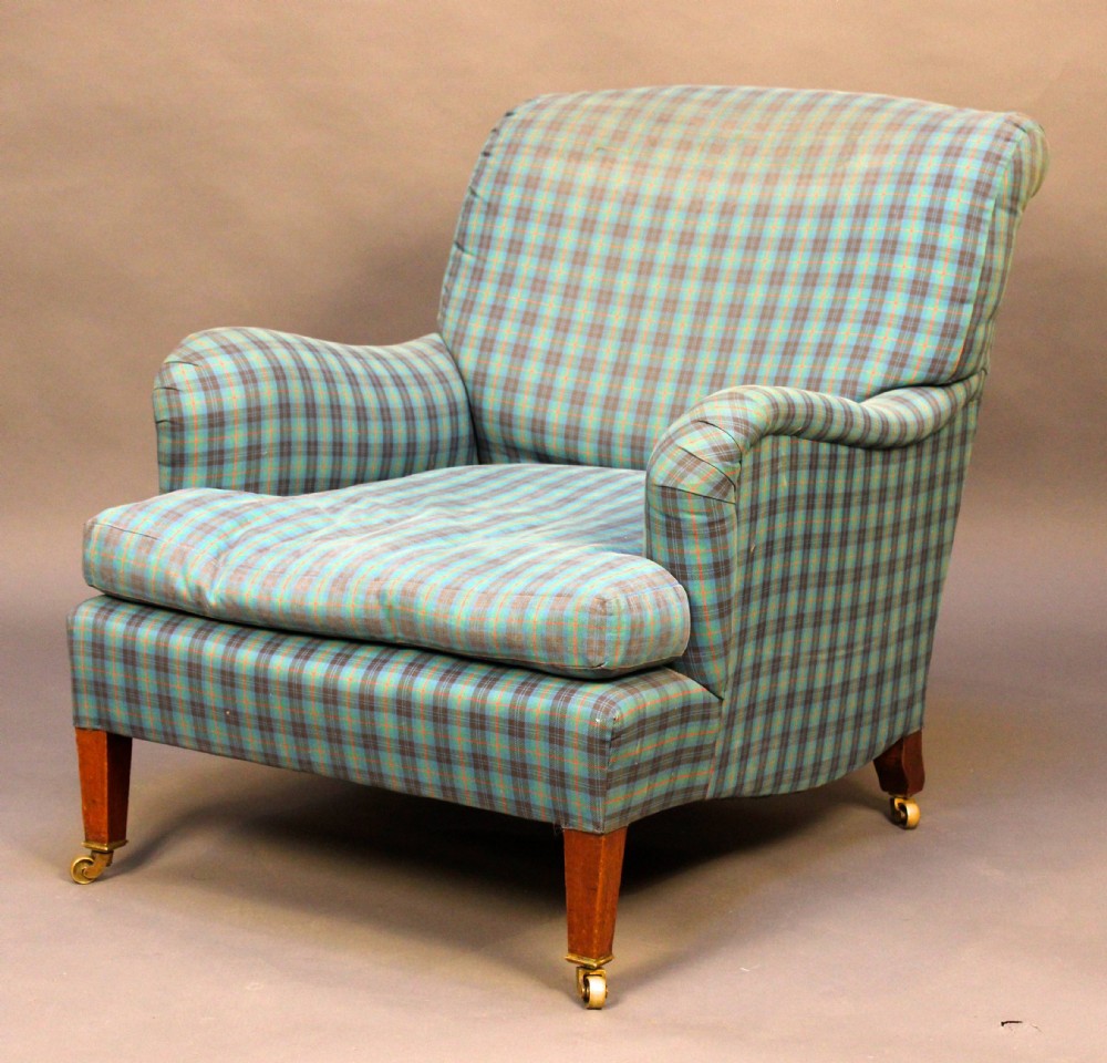 19thc. Howard Armchair with tapered legs