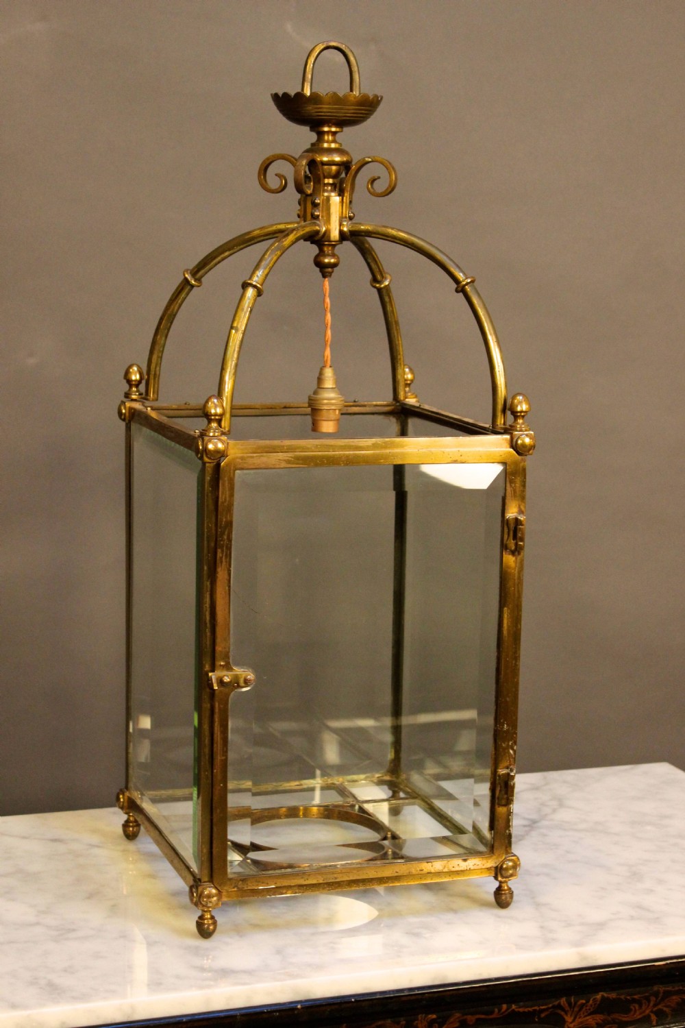A very fine 19thc brass hanging lantern