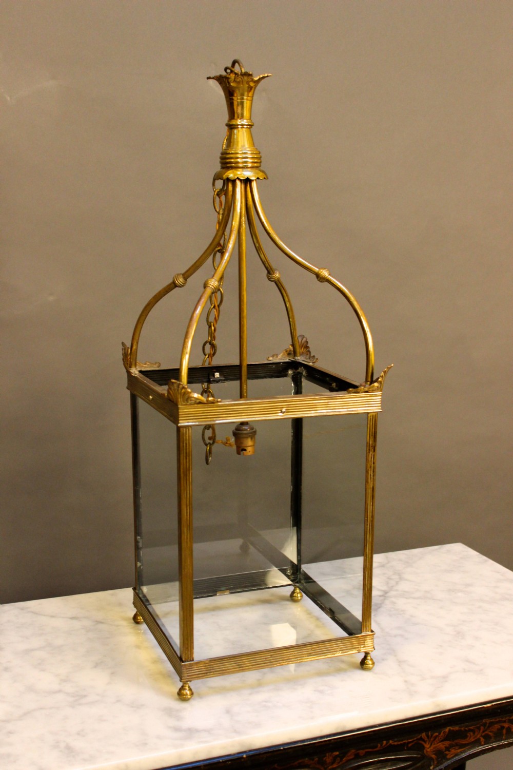 A 19thc. Brass Hanging Lantern