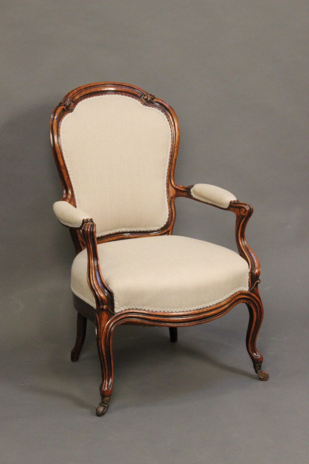 19thc Walnut Salon Armchair 