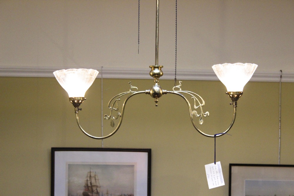 Late 19thc Brass Ceiling Light