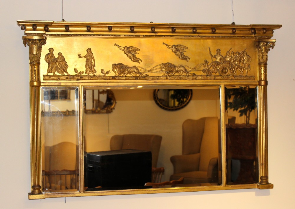 19thc Gilded Over Mantel Mirror
