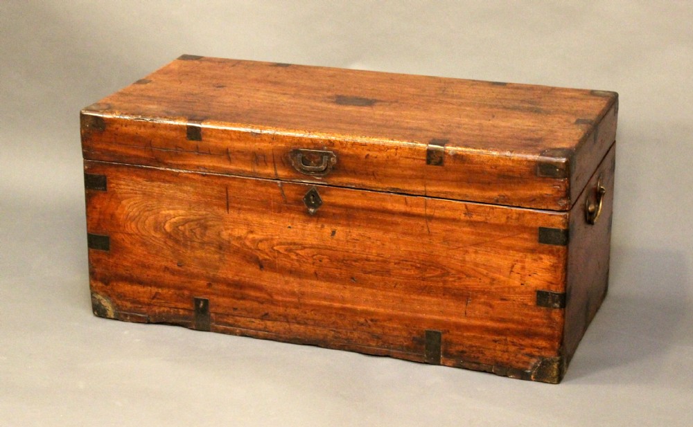 A Brass Bound Camphor Wood Travelling Chest   