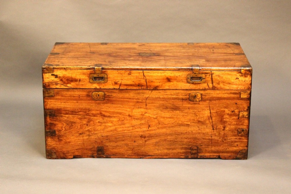 A Brass Bound Camphor Wood Travelling Chest 