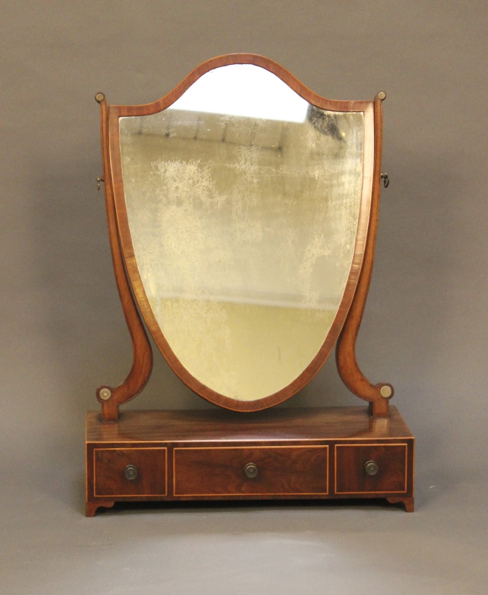 A 19thc Mahogany Shield Shaped Dressing Mirror