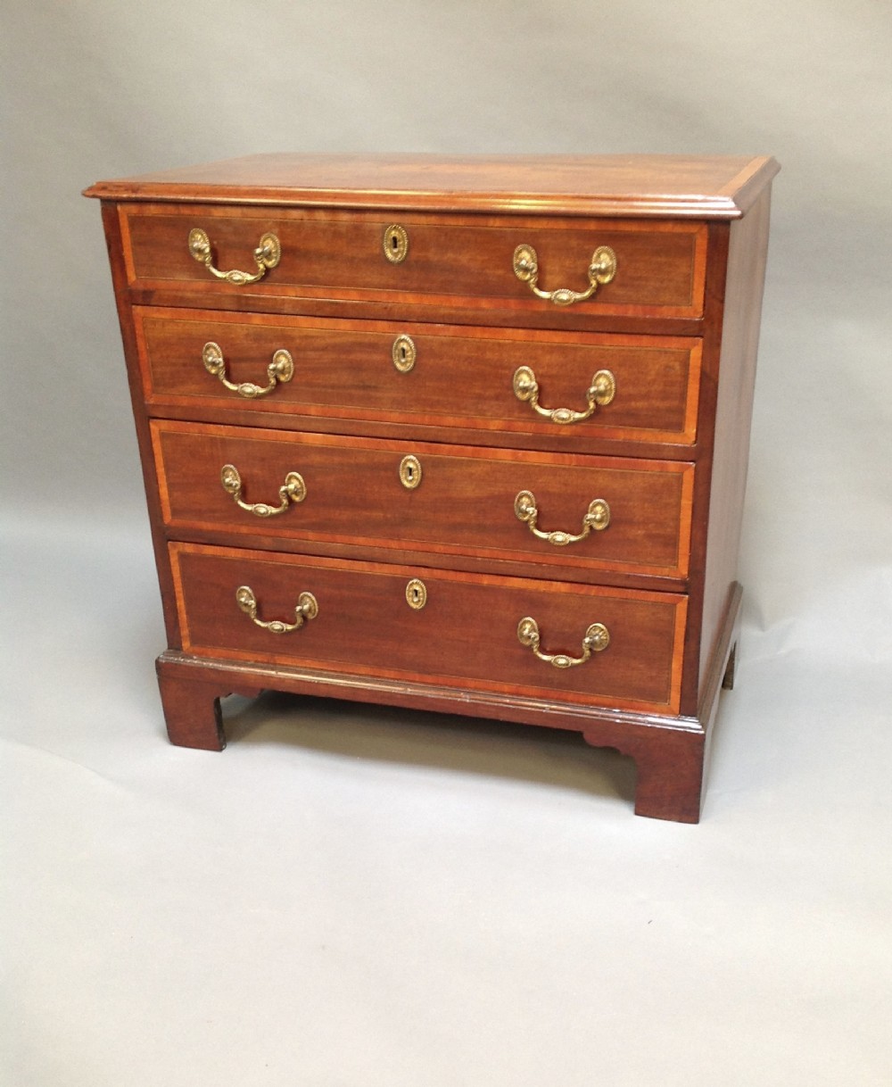 18thc Mahogany & Box Wood Inlaid Chest of Drawers