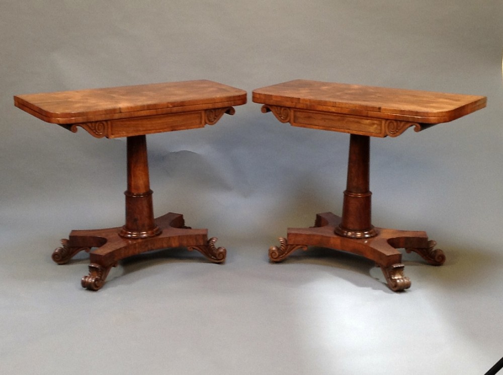 An Excellent Pair of Regency Rosewood Card Tables