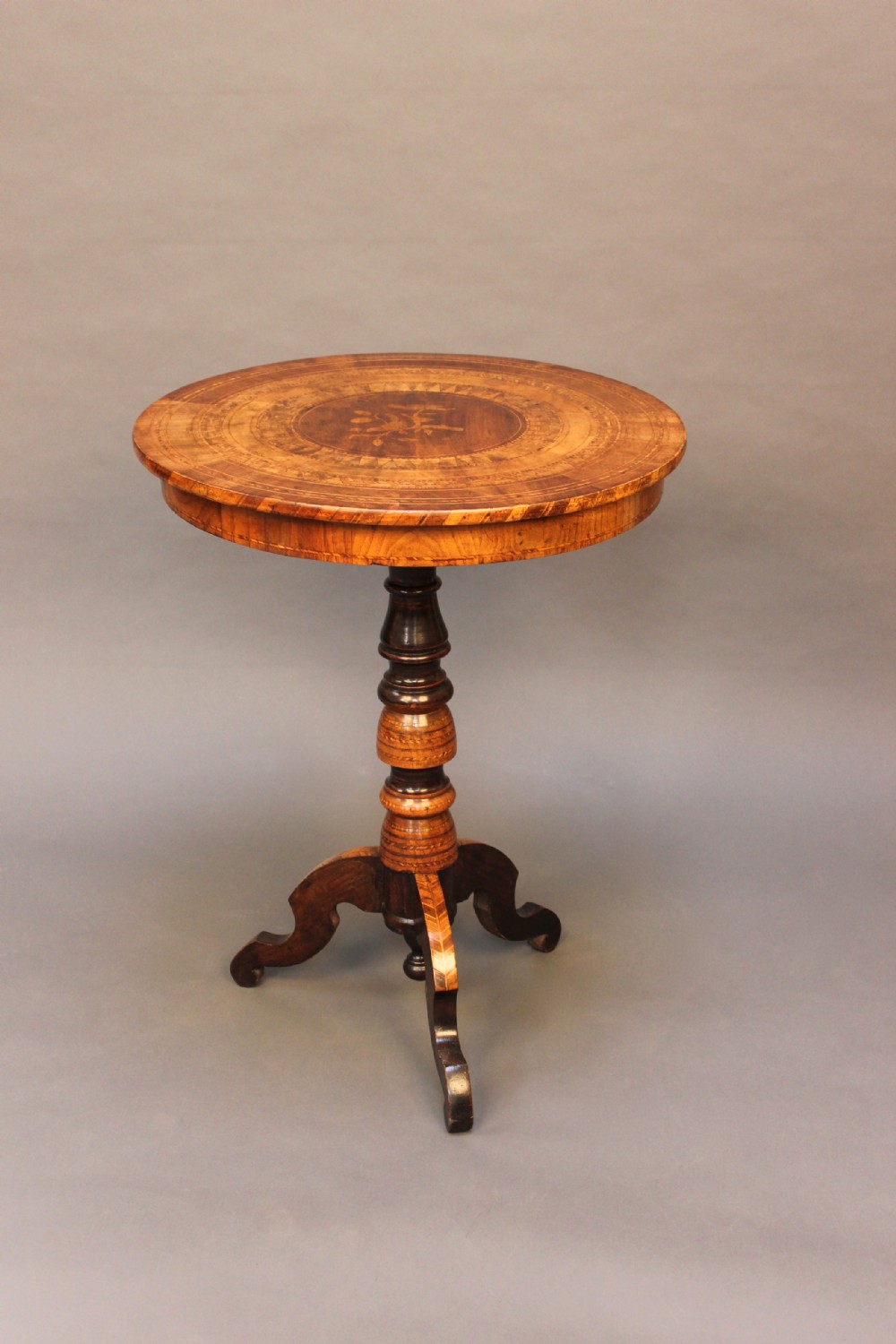A 19thc Italian Marquetry Pillar Table
