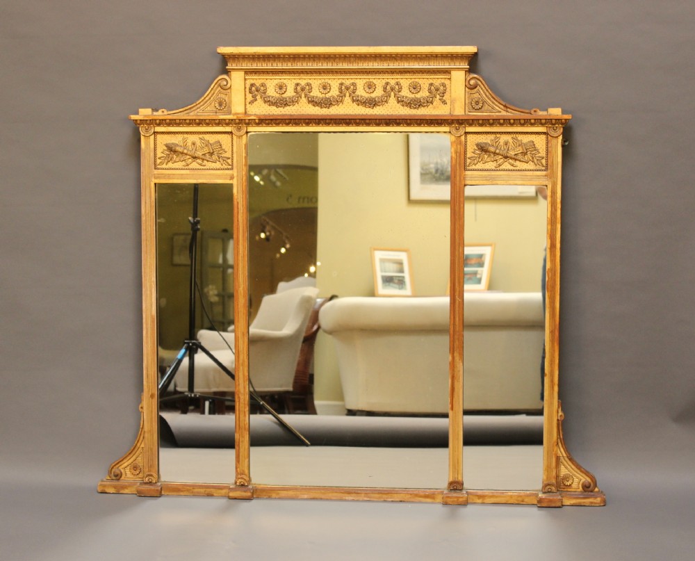 19thc Gilt Over Mantle Mirror
