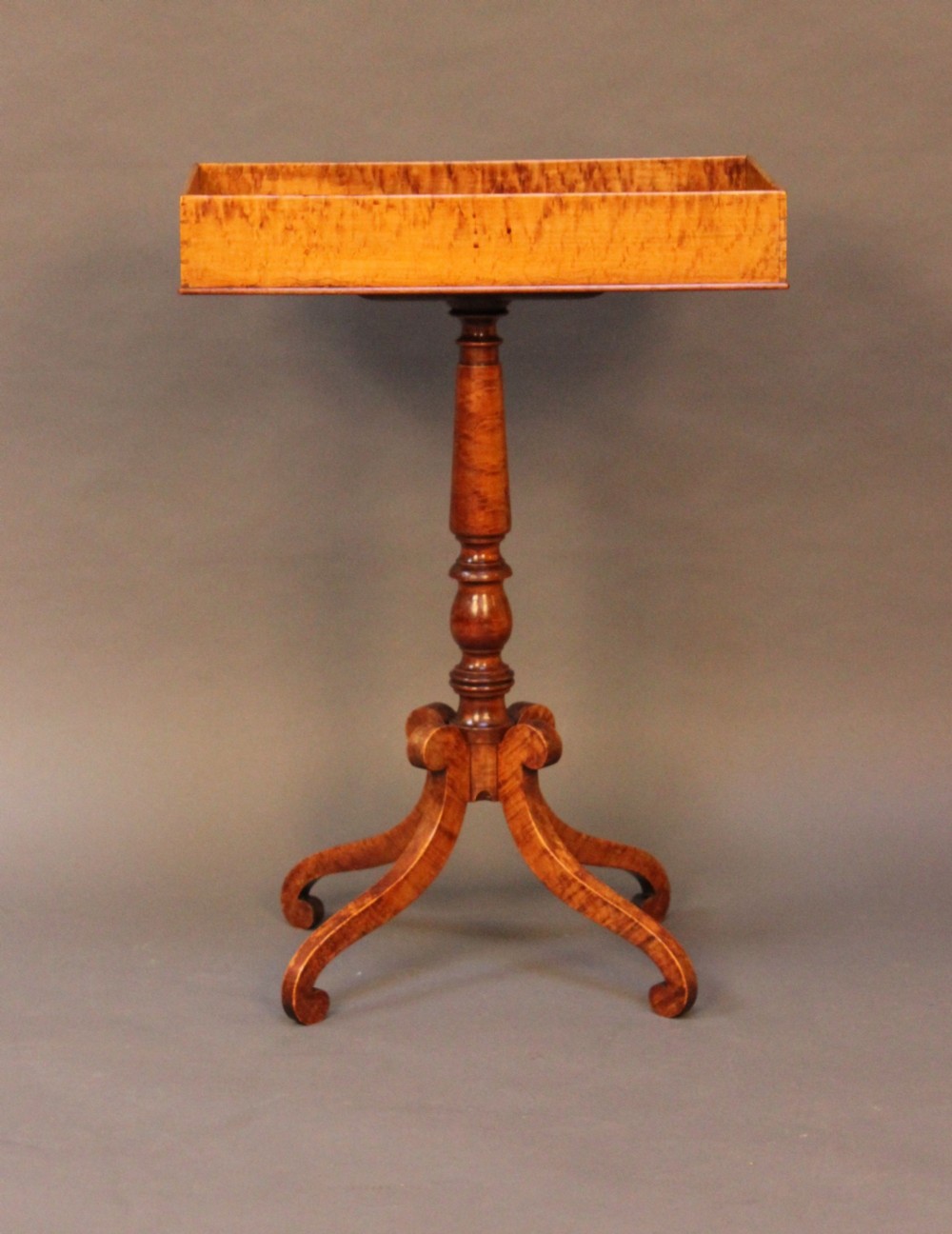 19thc Mahogany and Birds eye maple tray top table 