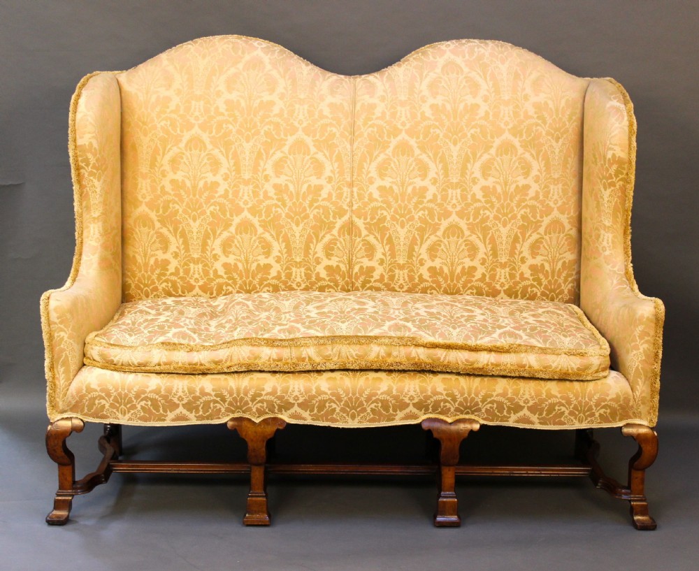19thc Walnut eight legged Camel back sofa