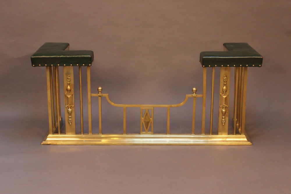 Late 19thc. Brass & Leather Club Fender