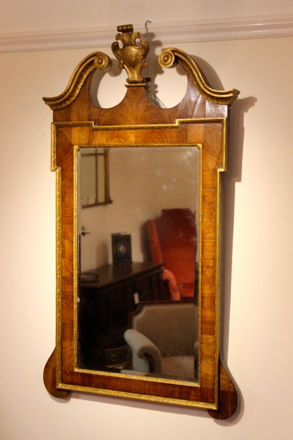 19thc. Walnut & Gilt Wall Mirror