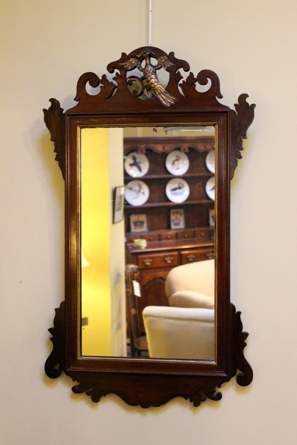 Georgian Mahogany Fret Framed Mirror