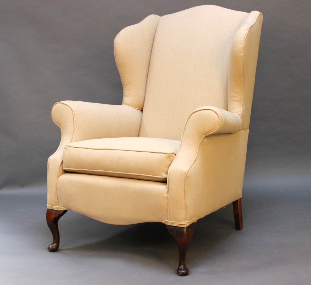 19thc Beechwood Wing Armchair