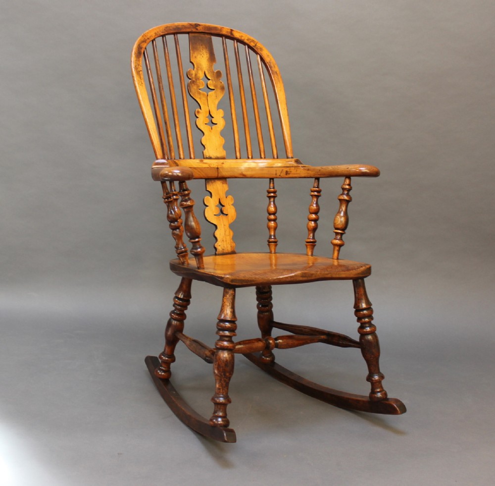 19thc Ash and Elm Rocking Windsor Armchair