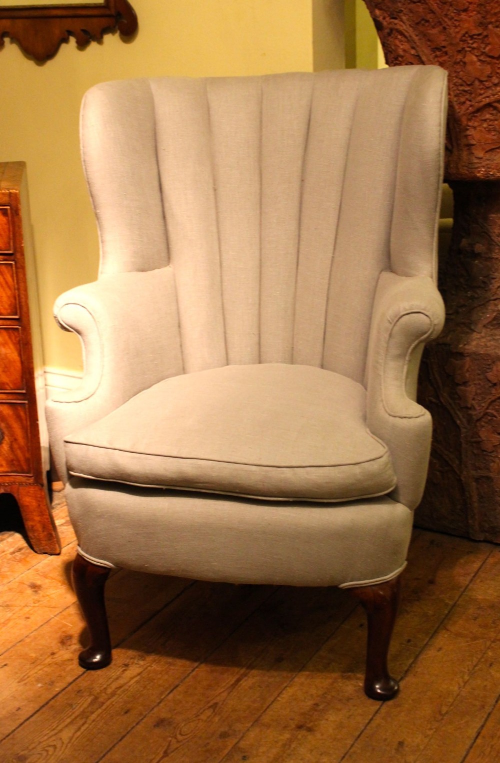 19thc Walnut Wing Armchair 