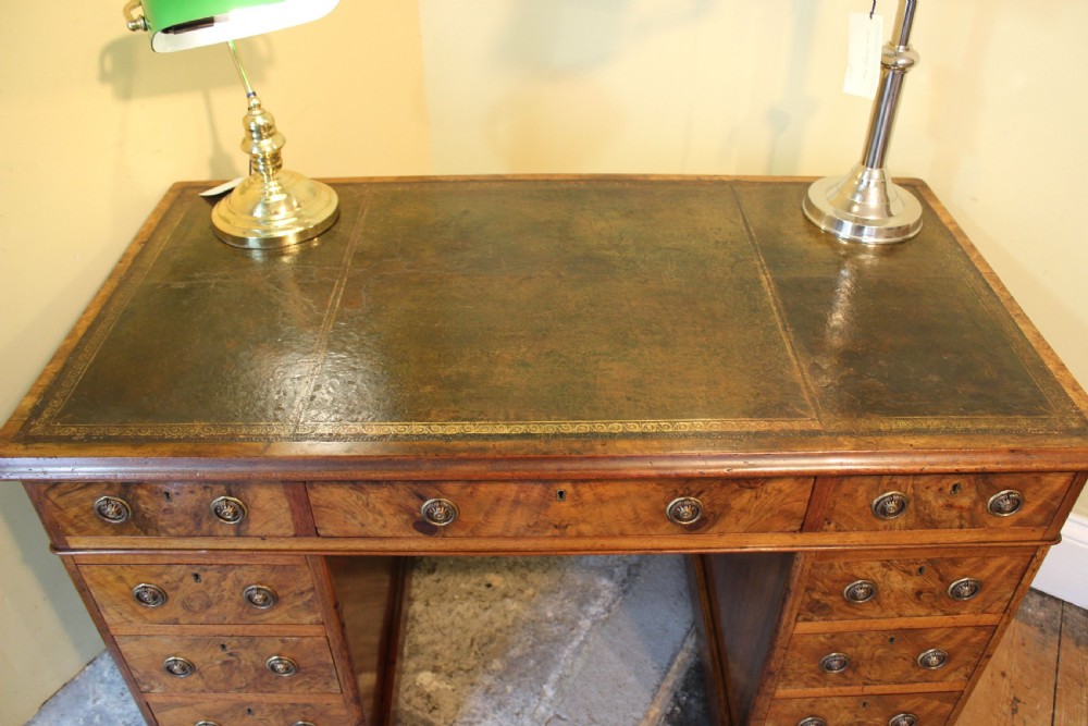 19thc. Walnut Pedestal Desk View II
