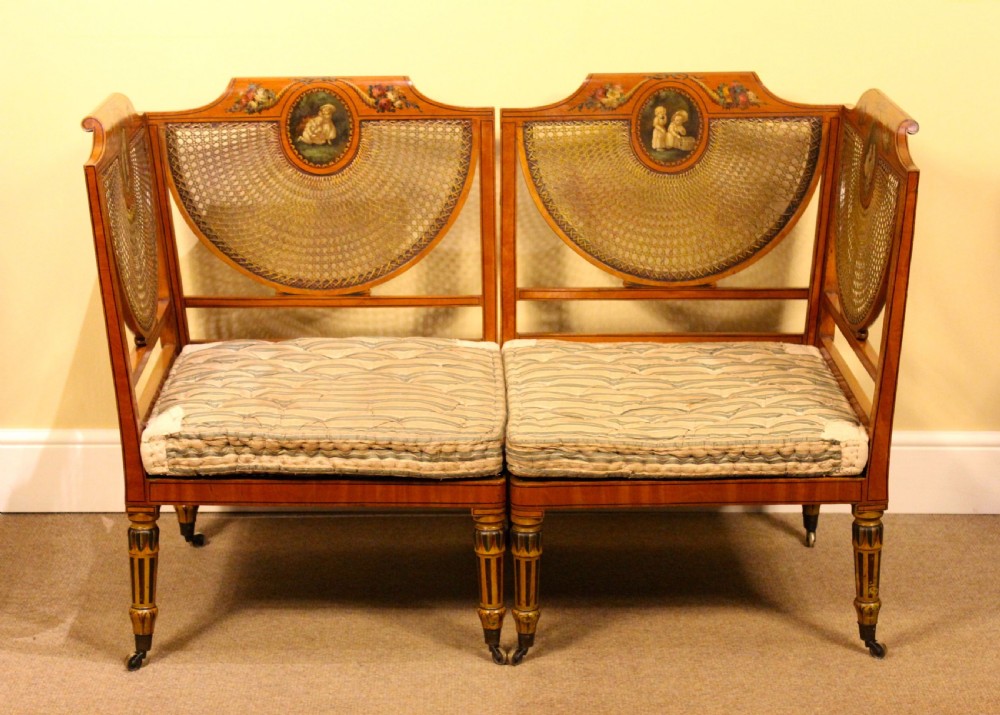 Pair of Late 19thc. Satinwood Corner Seats