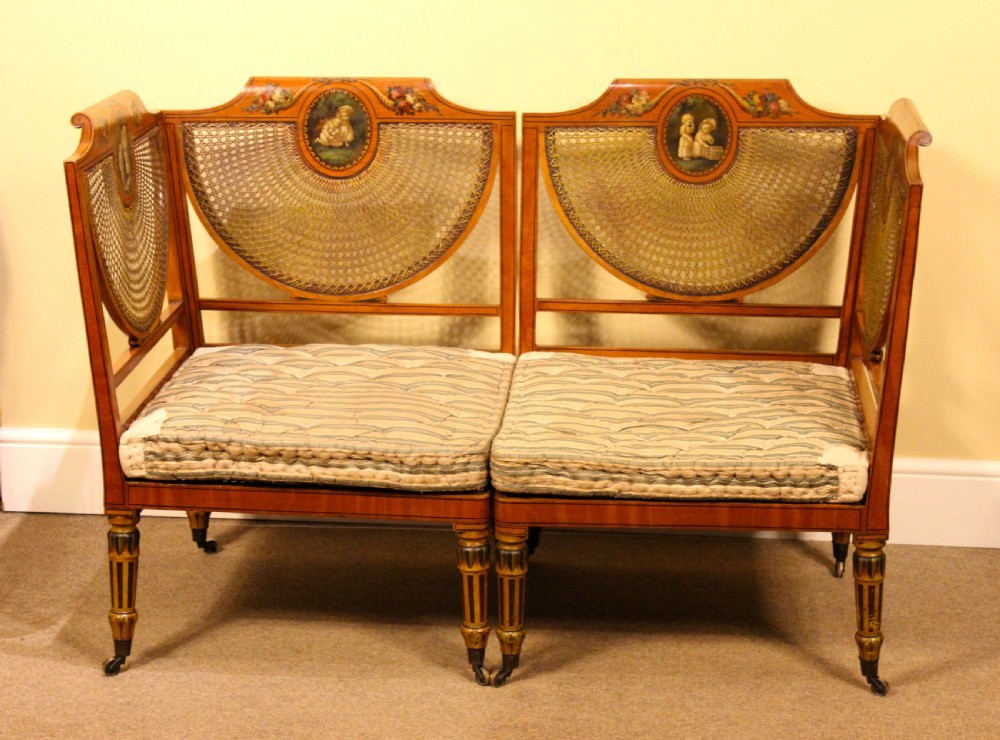 Pair of Late 19thc. Satinwood Corner Seats View II