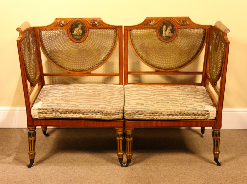 Pair of Late 19thc. Satinwood Corner Seats View III