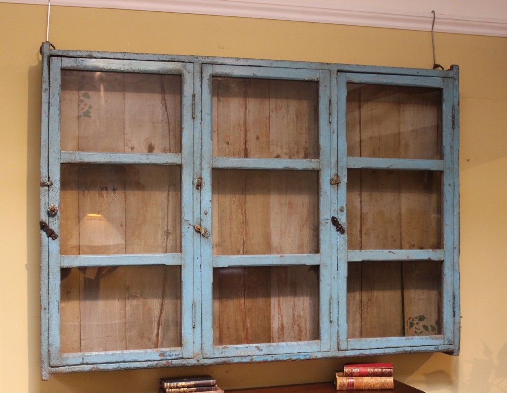 19thc. Painted Oak Wall Cabinet