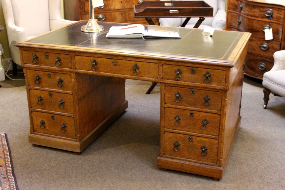19thc. Oak Partner’s Desk View II