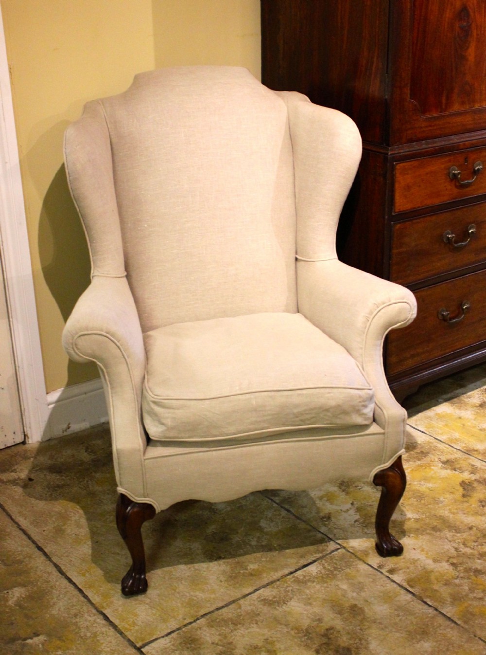 19thc. Walnut Wing Armchair