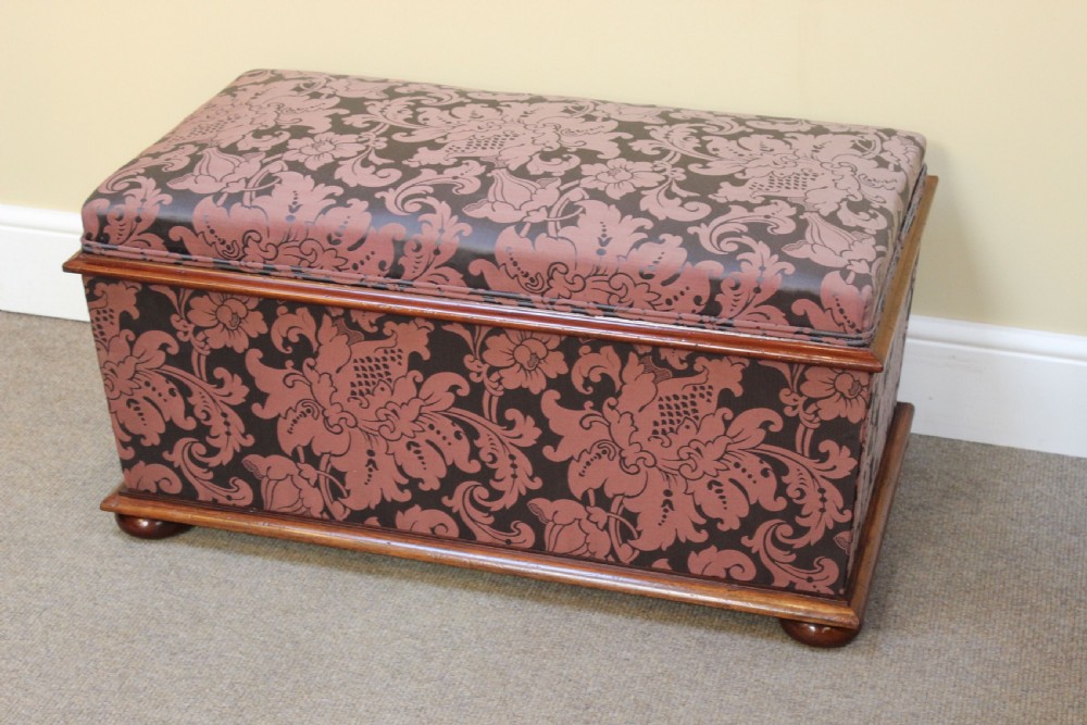 19thc. Walnut Upholstered Ottoman View II