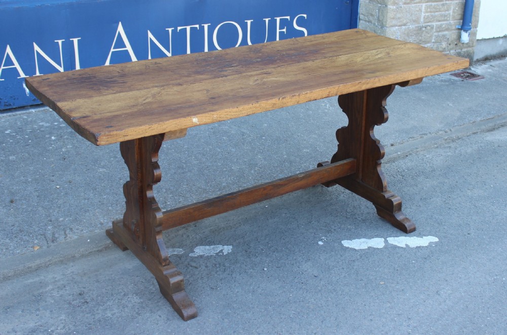 19thc. Fruitwood & Oak Two Plank Refectory Table