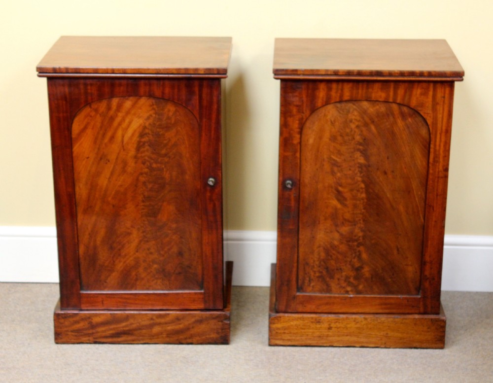Pair of 19thc Mahogany Pedestal Bedside Cupboards