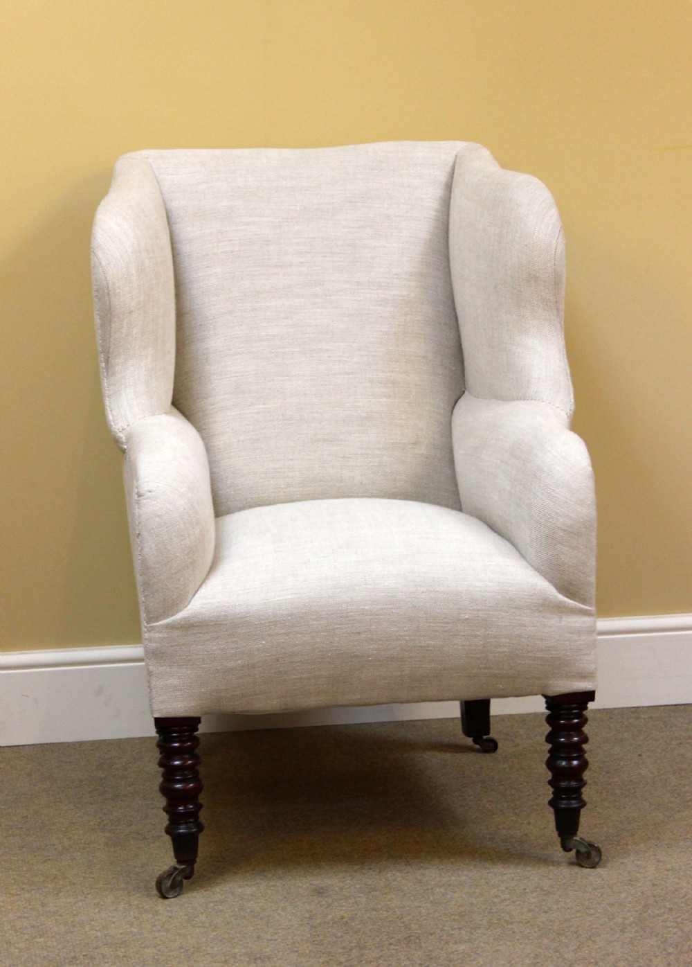 19thc. Mahogany Wing Armchair