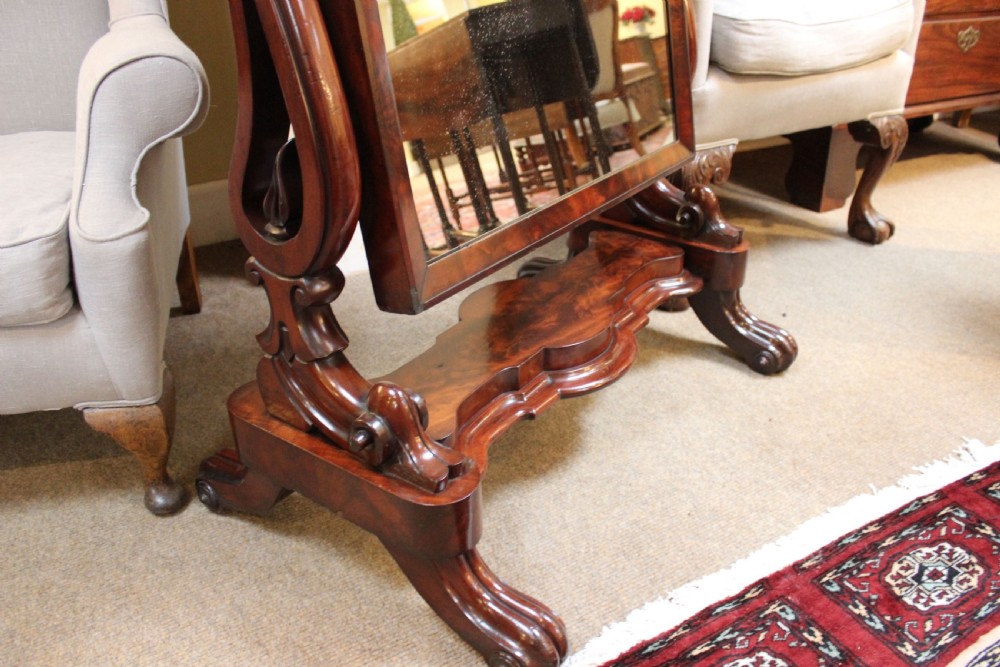19thc. Mahogany Cheval Mirror View VII