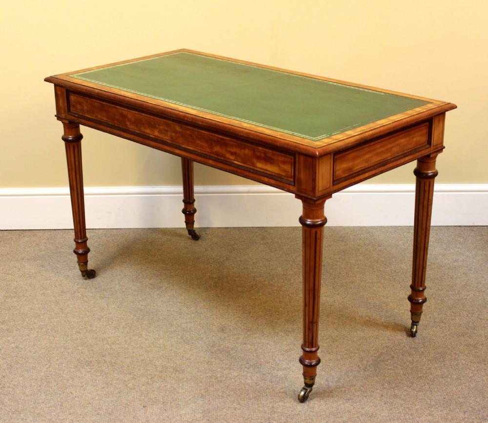 19thc. “Gillows” Two Drawer Satinwood Side Table View III