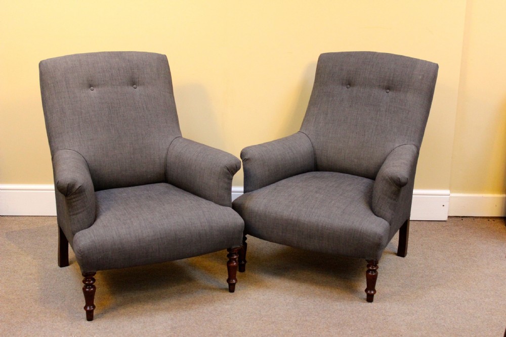 Pair of 19thc. Walnut Armchairs 