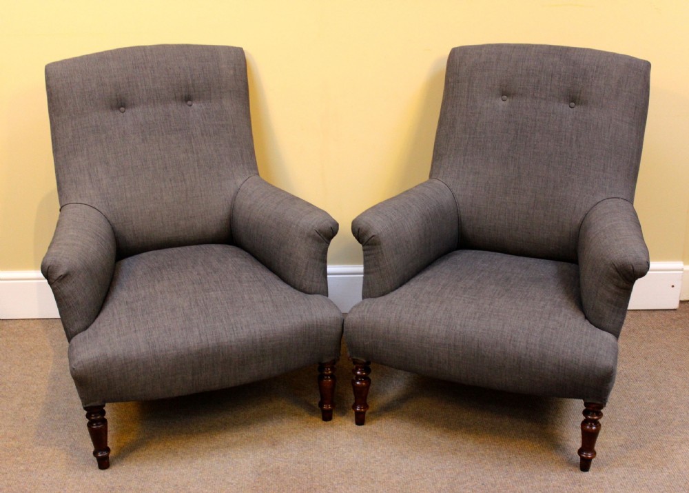 Pair of 19thc. Walnut Armchairs  View II