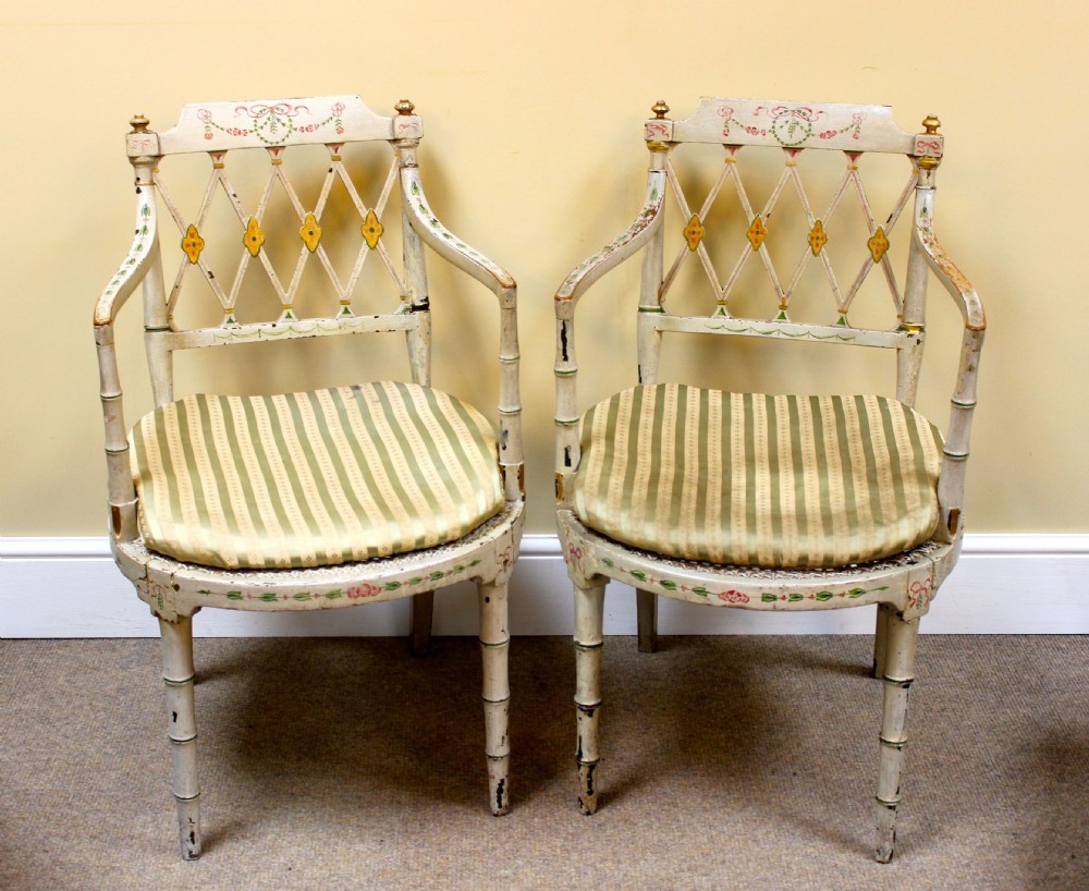 Pair of Regency painted side chairs