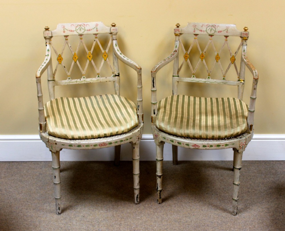 Pair of Regency painted side chairs View III