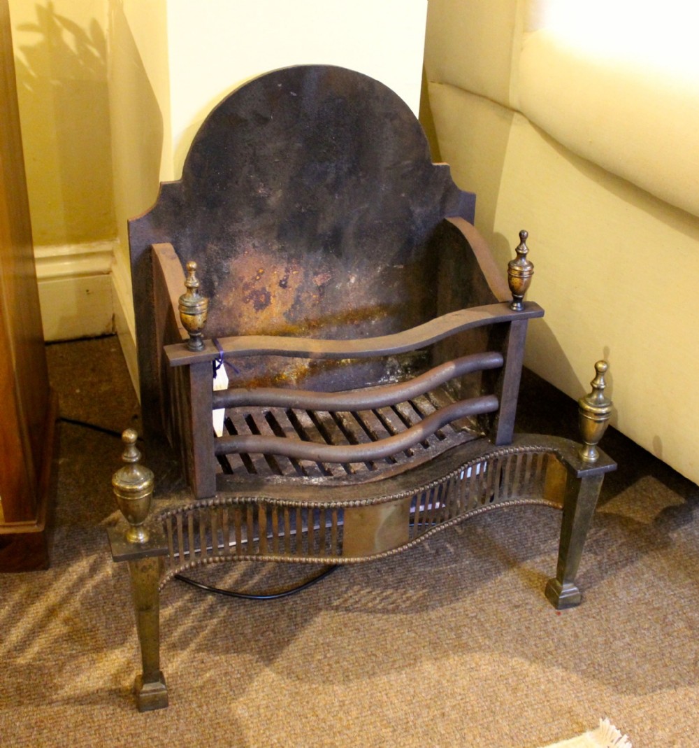 19thc Brass & Steel Serpentine Fronted  Fire Basket 